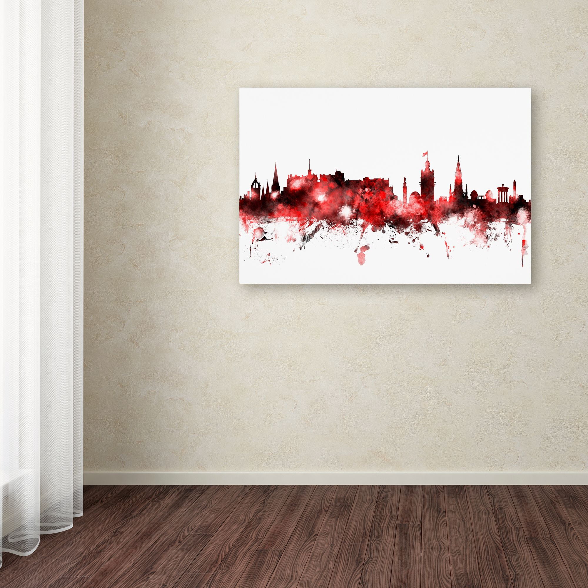 Trademark Fine Art "Edinburgh Skyline Red 2" Canvas Art by Michael Tompsett