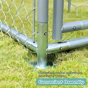 MEETWARM Large Outdoor Dog Kennel, Heavy Duty Dog House Playpen Galvanized Steel Pet Fence with Fully Enclosed Waterproof UV-Resistant Cover, Stainless Steel Zip Ties and Secure Lock
