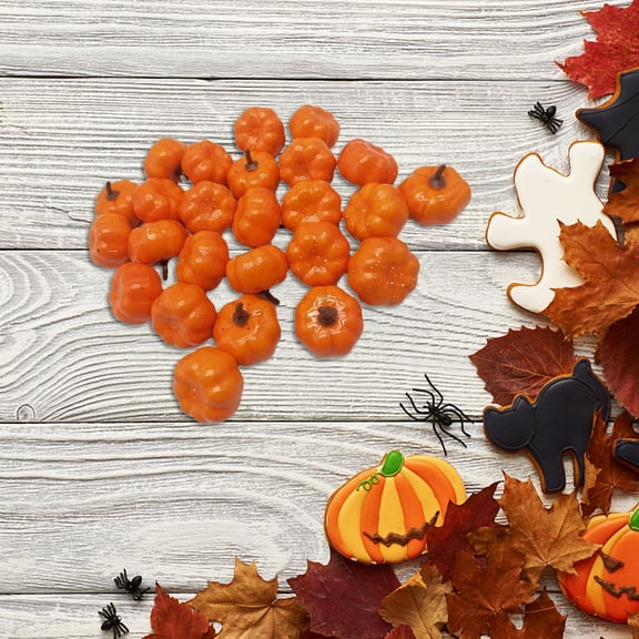 12PCS Mini Fake Pumpkins, 1.4 In Realistic Artificial Small Pumpkins Decoration, Halloween & Thanksgiving Themed Ornaments Bulk for Photography Kitchen Wedding Display Party Decor & DIY Crafts Gift