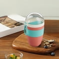 thumbnail image 4 of Oatmeal Cup With Cover Yogurt Cup With Spoon To Go Double Breakfast Cup For Office Use, 4 of 6