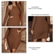 thumbnail image 5 of Vestido ajustado con cuello halter Color puro Recorte en la cintura Espalda abierta Mangas largas Vestido ajustado para citas Compras Marrón L, 5 of 8