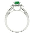 thumbnail image 4 of Clara Pucci 14K White Gold Solid Gold Emerald Halo Anniversary Ring for Women - 1.3125 cttw Round Cut, 4 of 8