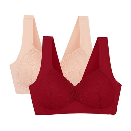 Tao Tao Women s Bras - Seamless Wire Free Bralette Women s Push-Up Bra For Beautiful Back Plus Size Full Coverage Lifting Bras Breathable Bra 2 Pack Multicolor L