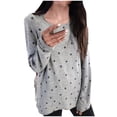 thumbnail image 2 of LSLJS Women's Chemise Décontractée Motif Étoile Ample Imprimé Plus Size Blouse Long Sleeve, 2 of 3