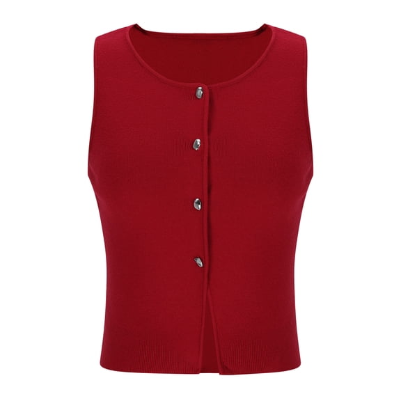 JGGSPWM Women's Lightweight Button Down Cardigan Long Sleeve Solid Casual Crew Neck Soft Knit Cardigans Sweater Tops Red S