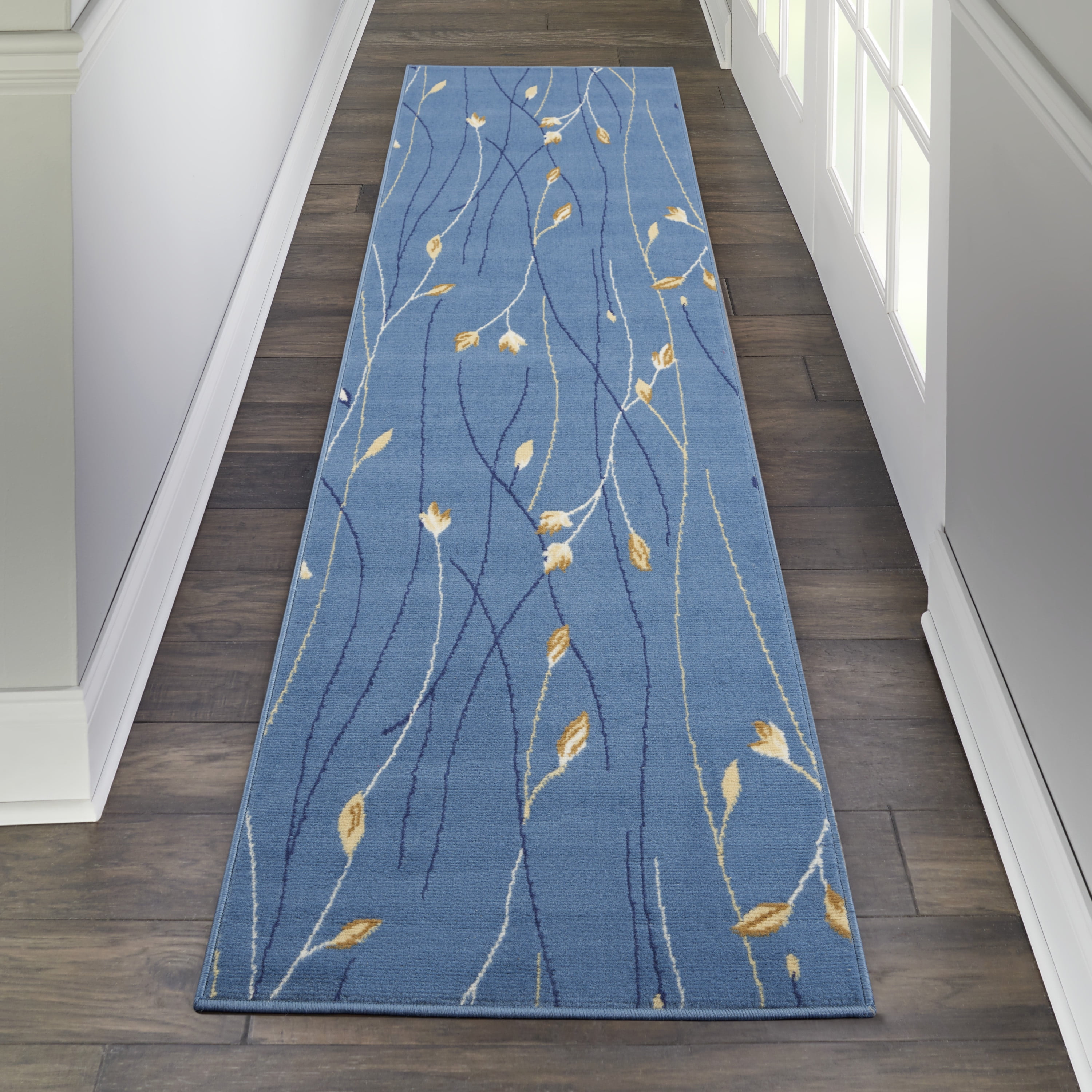 Nourison Grafix Botanical Teal Blue Area Rug