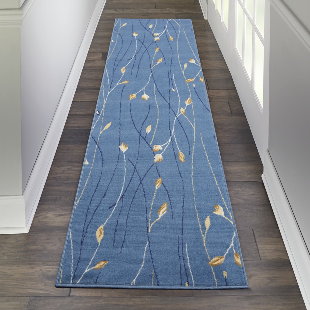 Nourison Grafix Botanical Teal Blue Area Rug