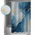 thumbnail image 3 of Blue Marble Shower Curtain Set ，Waterproof Fabric Shower Curtains Gradient Gold Fluid Texture Abstract Art Shower Curtains for Bathroom,Bathroom Decor 36"x72", 3 of 6