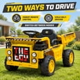 thumbnail image 6 of FUPOJH 12V Ride On Dump Truck for Kids, Electric Truck, Electric Construction Vehicle Toy with Electric Dump Bed, Parents Remote, Bluetooth, Ages 3-5,Yellow, 6 of 10