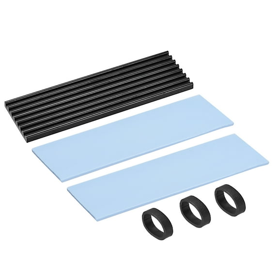 Uxcell Aluminum Heatsink Kit 70x22x3mm Black w Two Silicone Thermal Pads for M.2, for 2280 SSD