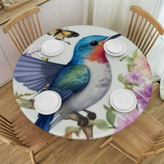 HAOXIT Game Card Round Tablecloth Elastic Fitted Table Cover Washable Elastic Edge Tablecloths for Kitchen Dining Party Fitted Table 31-35