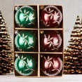 thumbnail image 2 of Majestic Gold Glittered Floral Bauble Christmas Ornament Set, 6 Pieces of Maroon and Green Round Tree Balls, 2 of 7