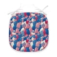 thumbnail image 1 of USA Dining Chair Pad, Traditional Easter Eggs with American Flag Pattern Motherland Print, Water Resistant Pillow with Straps for Kitchen Seats, 8 Pieces Set, Navy Blue White Red, by Ambesonne, 1 of 5