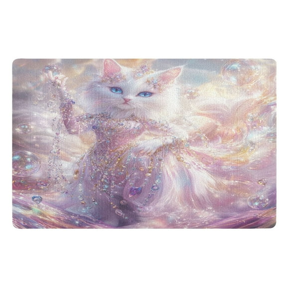 BZSMCE Floor Mats 32x20in Lovely White Cat Creativity Doormats