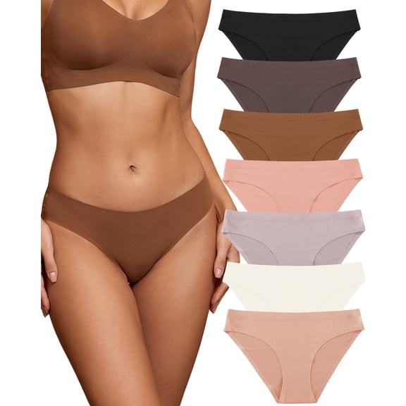 IF YOU Seamless Underwear For Women No Show Stretch Bikini Panties Silky Invisible Hipster 7 Pack