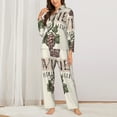thumbnail image 3 of Bingfone Womens Pajama Sets Wine Print,Long Sleeve Loungewear Pajamas Set-Small, 3 of 9