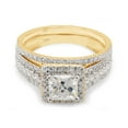 thumbnail image 3 of AFFY 1.50CT Princess & Round Moissanite Diamond Halo Bridal Ring Set in 10K Solid Yellow Gold-5.5, 3 of 10