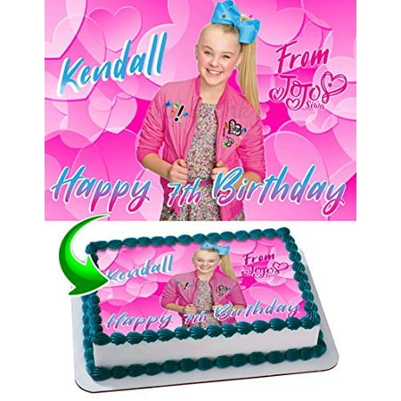 JoJo Siwa Joelle Joanie Siwa Edible Cake Topper Personalized Birthday 1/4 Sheet Decoration Custom Sheet Party Birthday Sugar Frosting Transfer Fondant Image for (Best Birthday Cake Decoration)