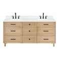 thumbnail image 6 of ARIEL Monroe 72 Inch Double Rectangle Sink Bathroom Vanity With Carrara White Quartz Countertop 1.5 Inch Edge In Oak, 6 of 8