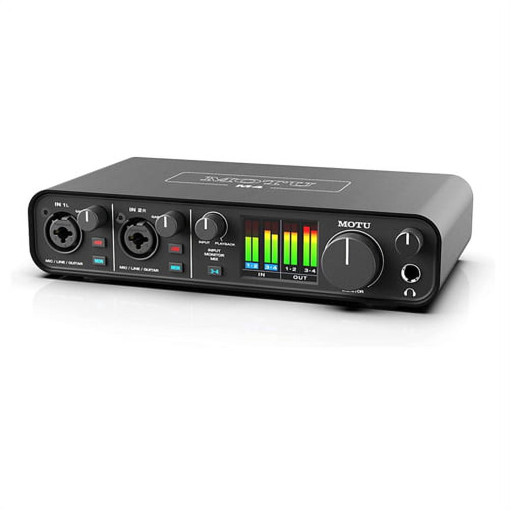 MOTU M4 4x4 USB-C Audio Interface Bundle with Headphone, XLR Cables, and 6Ave Cleaning Kit