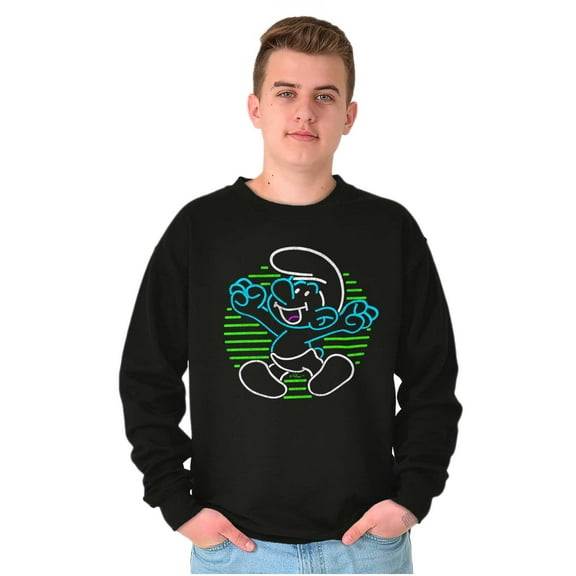 Vintage The Smurfs Cartoon Neon Sign Sweatshirt for Men or Women Brisco Brands S
