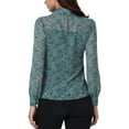 thumbnail image 4 of INSPIRE CHIC Women's Elegant Floral Point Collar Long Sleeve Button Down Shirts, 4 of 6