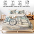 thumbnail image 5 of Twin Sze Fitted Sheet Set - Beach Bicycle 2 Piece Bedding Sets 16" Deep Pocket Fitted Sheet with 1 Pillowcase, Summer Coastal Floral Basket Vingage Brushed Microfiber Hotel Luxury Bed Sheets, 5 of 9