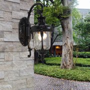 Fichiouy Retro Wall Light Fixture Exterior Lighting Lantern Lamp for Garden Porch Patio Black E26