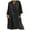 Black, variant on Ichuanyi Woman Dress Fashion Women Loose V-Neck Solid 3/4 Sleeve Cotton And Linen Dress