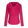 thumbnail image 4 of WRKEKC Veste à Capuche pour Femme Col en V Fermeture Éclair devant Manches Longues Décontractée Mode Urbaine Manteau Rouge TG, 4 of 5