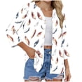 thumbnail image 5 of Edvintorg Womens Tops Trendy Fashion Printed 3/4 Sleeve Button Down V Neck Casual Loose Blouses Shirts Women's Clothes White S, 5 of 6
