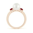 thumbnail image 2 of ANGARA South Sea Cultured Pearl & Ruby Engagement Ring in 14K Rose Gold for Women | June Birthstone, Birthday, Anniversary, Jewelry Gift for Women | Pearl Ring, 2 of 9