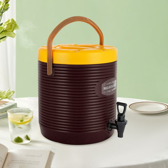Insulated Beverage Dispenser, Modern Brown Hot and Cold Drink Dispenser, Insulated Container with Faucet 3.43gal