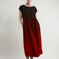 thumbnail image 2 of ZyeKqe Casual Dresses for Women Cap Sleeve Cotton Linen Maxi Dress Crewneck Gradient Color Long Dress with Pockets, 2 of 5