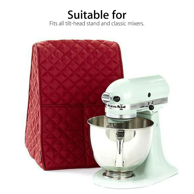 Mixer Cover, EEEkit Universal Dust-proof Home Kitchen Stand Mixer Cover Quilted Pocket Organizer Bag Compatible with KitchenAid Mixer, Red 135066
