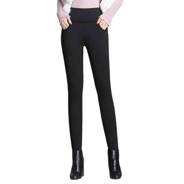 Txlixc Polainas Femeninas, Pantalones Elásticos de Cintura Alta de Color Sólido Grueso Txlixc moda