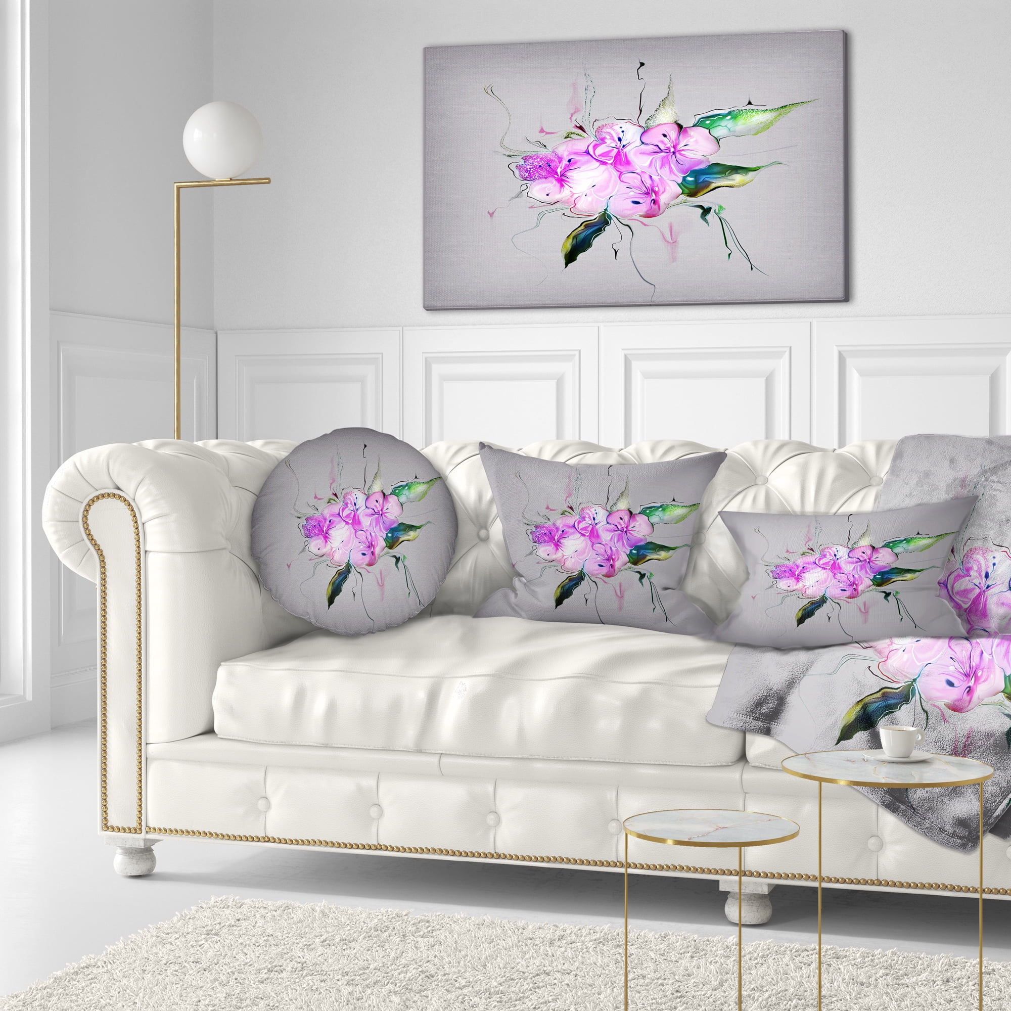 Designart Purple and Pink Pansies Flowers - Animal Throw Pillow - 12x20