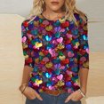 thumbnail image 2 of Nfurl Sequin Tops for Women Party Night 3/4 Sleeve Crewneck Sparkly Glitter T Shirts Dressy Casual Ladies Party Evening Cocktail Club Clothes Purple S, 2 of 5