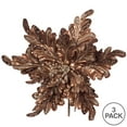 thumbnail image 3 of Vickerman 17" Chocolate Pearl Glitter Poinsettia Artificial Christmas Stem, 3 per Bag, 3 of 3