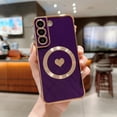thumbnail image 6 of Feishell for Samsung Galaxy S22 Plus (6.6 inch) Cute Love Heart Pattern Case for Women Girls,Compatible with Magsafe Charging,Luxury Plating Edge Soft Silicone Shockproof Slim Phone Case,Darkpurple, 6 of 6