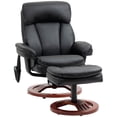 thumbnail image 2 of HOMCOM Recliner Chair with Ottoman, Electric Faux Leather Recliner with 10 Vibration Points and 5 Massage Mode, Swivel Reclining Chair with Wood Base, Remote Control and Side Pocket, Black, 2 of 9