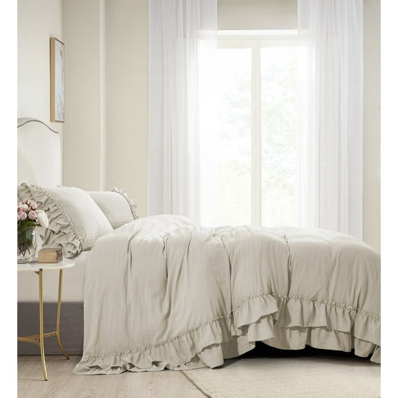 HIG 3 Piece Vintage Duvet Cover Set, Ultra Soft Pre-washed Microfiber, Camel, Queen