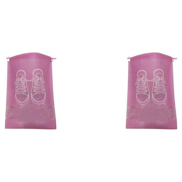 ZheElen Shoes Bag with String Empty Dust-proof Pouch Pocket Multi-function Tote Organizer Drawstring Travel Bags Pouches Pink 2Set