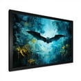 thumbnail image 2 of Designart "Night Bat Charm in Blue Watercolor II" Animals Framed Wall Art Decor - Modern Farmhouse Blue Bat Entryway Framed Wall Art, 2 of 6