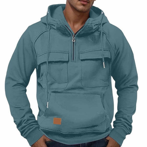 Uikmnh Men's Sweatshirts, Casual Hooded Sweatshirt Autumn Winter Warm Lined Pullover Jacket with Front Pocket for Outdoor Daily Wear, Hoodies for Men,XL