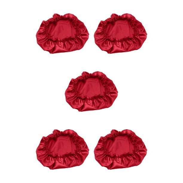 Sonducket Gorros de mujer de seda de una sola capa de satén para quimioterapia, sombrero suave a la moda, turbantes, cubierta para la cabeza, Rojo 5Conjunto