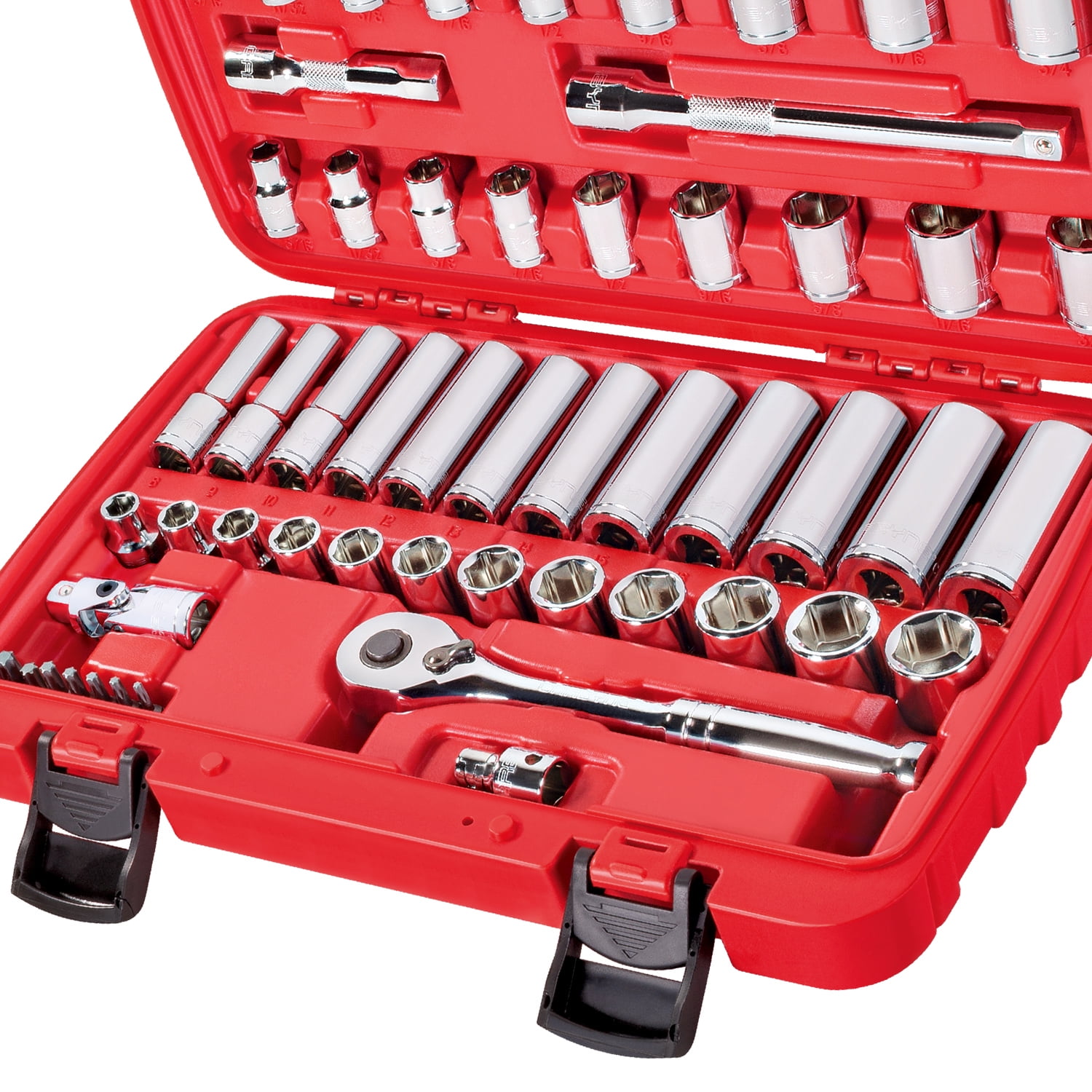 Carbyne 55-Piece 3/8 in. Drive Socket and Ratchet Set, SAE and Metric, 6 Point, CrV Steel, 72-Tooth Ratchet, Deep and Standard Sockets, Storage Case