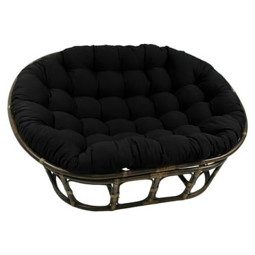 Maykoosh Baroque Bonanza Rattan Double Papasan Chair - 61.5 x 45 x 13 in  Rustic Walnut Frame with Comfy Twill Cushion for Relaxation