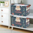 thumbnail image 2 of Yayeee Foldable Storage Basket for Shelves with Handles Set of 2 Waterproof Cloth Bins, Blue Christmas Santa, 2 of 7
