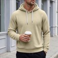 thumbnail image 4 of Ozmmyan Plus Size Mens Waffle Knit Hooded Long Sleeve Relaxed Fit Casual Pullover Hoodie Fall Winter, 4 of 8